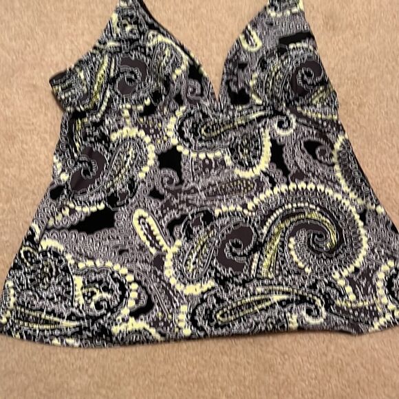 𝅺CONVERSE Black and Yellow Paisley Bikini Top.  Size Large - Picture 4 of 5